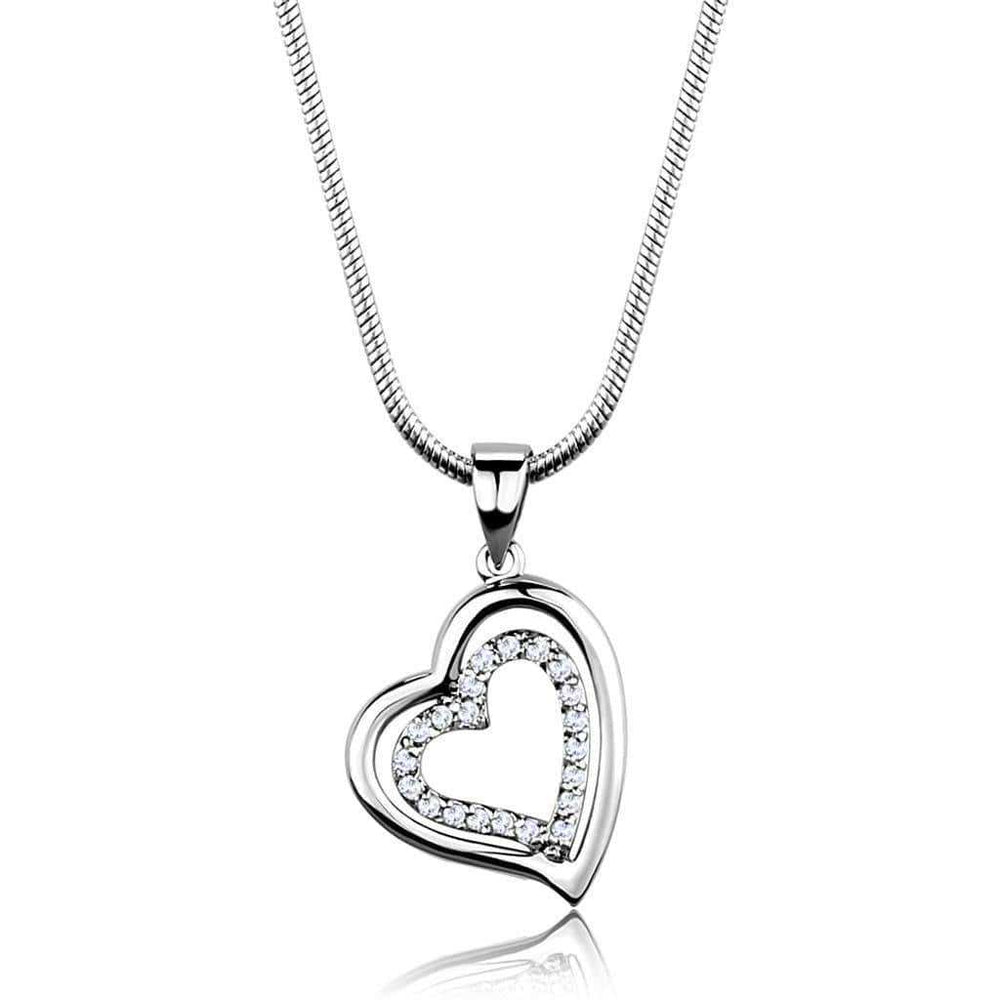 Alamode Rhodium Brass Chain Pendant with AAA Grade CZ in Clear - Alamode - Flyclothing LLC