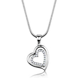 Alamode Rhodium Brass Chain Pendant with AAA Grade CZ in Clear - Alamode - Flyclothing LLC