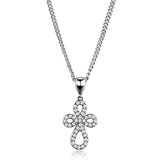 Alamode Rhodium Brass Chain Pendant with AAA Grade CZ in Clear - Alamode - Flyclothing LLC