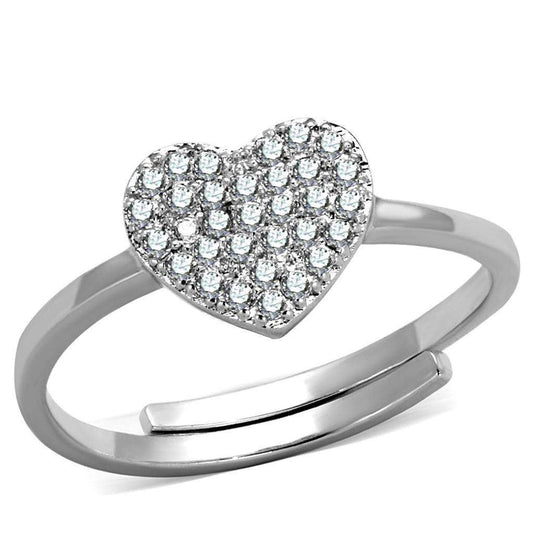 Alamode Rhodium Brass Ring with AAA Grade CZ in Clear - Alamode - Flyclothing LLC