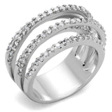 Alamode Rhodium Brass Ring with AAA Grade CZ in Clear - Alamode - Flyclothing LLC