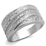 Alamode Rhodium Brass Ring with AAA Grade CZ in Clear - Alamode - Flyclothing LLC