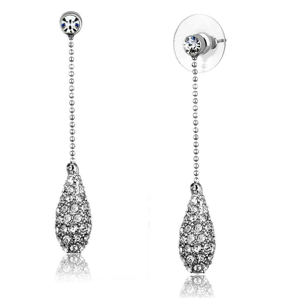 Alamode Rhodium Brass Earrings with Top Grade Crystal in Clear - Alamode - Flyclothing LLC