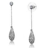 Alamode Rhodium Brass Earrings with Top Grade Crystal in Clear - Alamode - Flyclothing LLC