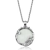 Alamode Rhodium Brass Magnifier pendant with Top Grade Crystal in Clear - Alamode - Flyclothing LLC