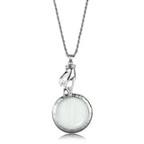 Alamode Rhodium Brass Magnifier pendant with Top Grade Crystal in Clear - Alamode - Flyclothing LLC