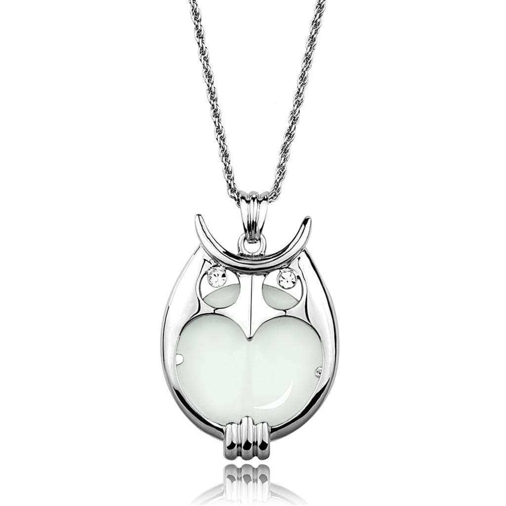 Alamode Rhodium Brass Magnifier pendant with Top Grade Crystal in Clear - Alamode - Flyclothing LLC