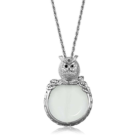 Alamode Rhodium Brass Magnifier pendant with Top Grade Crystal in Clear - Alamode - Flyclothing LLC