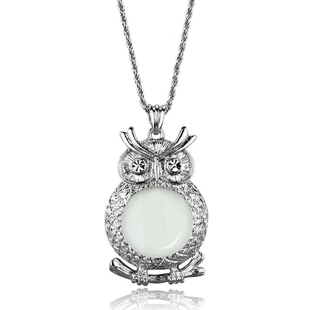 Alamode Rhodium Brass Magnifier pendant with Top Grade Crystal in Clear - Alamode - Flyclothing LLC