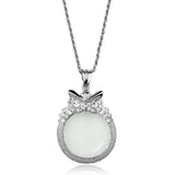 Alamode Rhodium Brass Magnifier pendant with Top Grade Crystal in Clear - Alamode - Flyclothing LLC