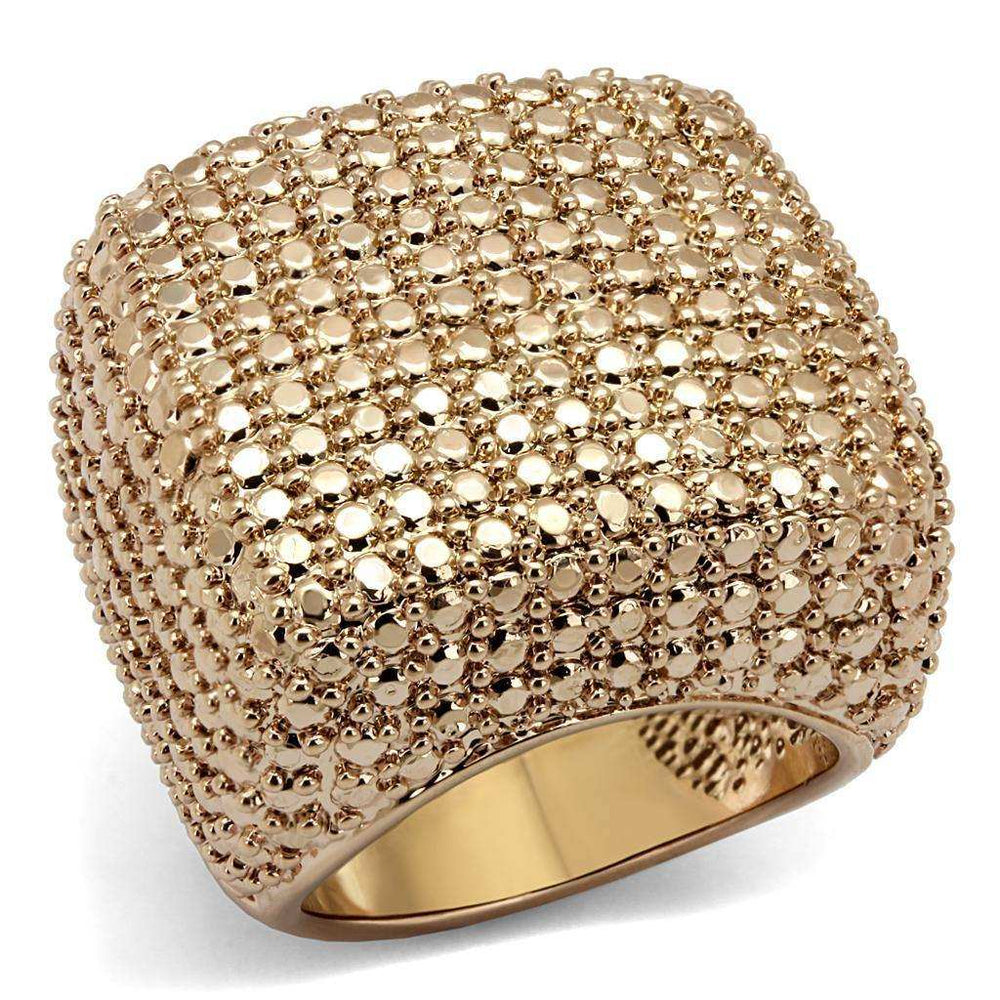 Alamode IP Rose Gold(Ion Plating) Brass Ring with AAA Grade CZ in Metallic Light Gold - Alamode - Flyclothing LLC