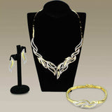 Alamode Gold+Rhodium Brass Jewelry Sets with AAA Grade CZ in Clear - Alamode - Flyclothing LLC