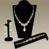 Alamode Gold Brass Jewelry Sets with AAA Grade CZ in Clear - Alamode - Flyclothing LLC