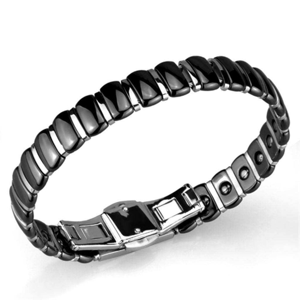 Alamode High polished (no plating) Stainless Steel Bracelet with Ceramic in Jet - Alamode - Flyclothing LLC