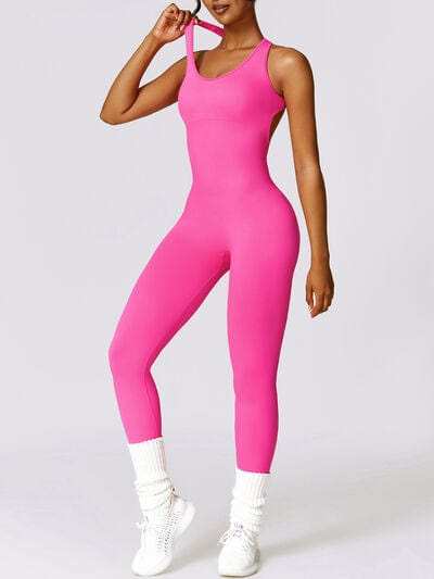 Cutout Racerback Active Jumpsuit - Trendsi - Flyclothing LLC