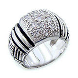 Alamode Rhodium Brass Ring with AAA Grade CZ in Clear - Alamode - Flyclothing LLC