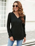 Ribbed Surplice Long Sleeve T-Shirt - Trendsi - Flyclothing LLC