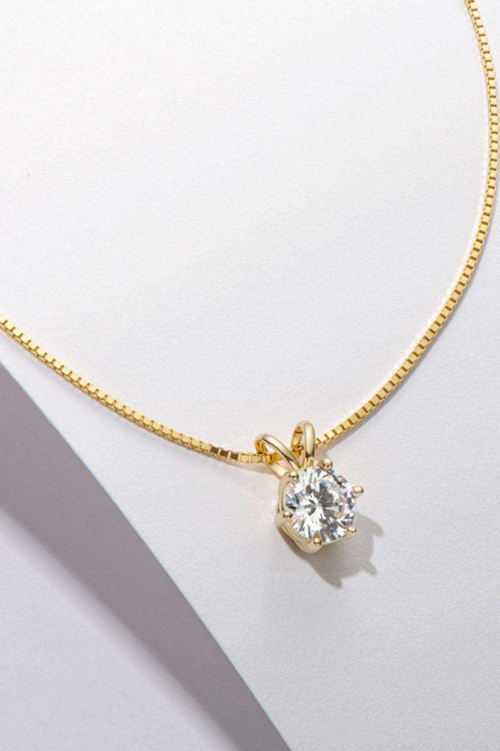 925 Sterling Silver 1 Carat Moissanite Pendant Necklace - Trendsi - Flyclothing LLC