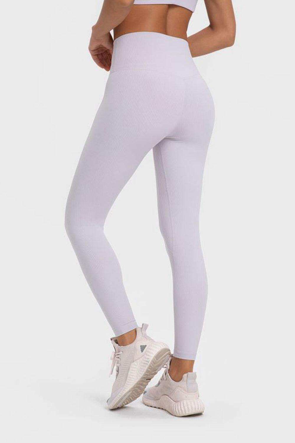 Highly Stretchy Wide Waistband Yoga Leggings - Trendsi - Flyclothing LLC