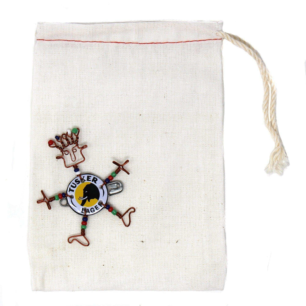 Dancing Girl Tusker Bottle Cap Pin with Beads - Creative Alternatives - Creative Alternatives - Flyclothing LLC