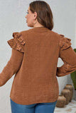 Plus Size Ruffled Round Neck Long Sleeve T-Shirt - Trendsi - Flyclothing LLC