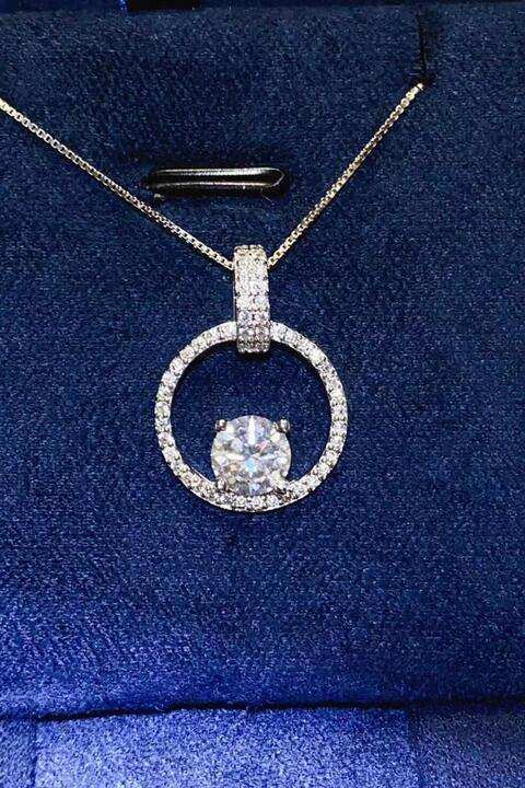 1 Carat Moissanite 925 Sterling Silver Necklace - Trendsi - Flyclothing LLC