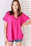 Zenana Full Size Raw Hem Short Sleeve Top - Trendsi - Flyclothing LLC