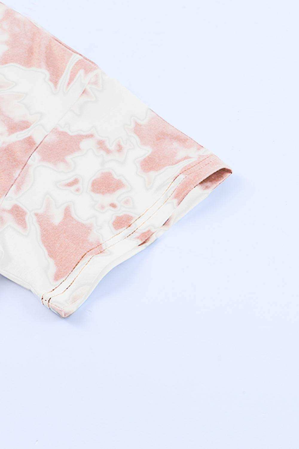 Tie-Dye Round Neck Short Sleeve Tunic Tee - Trendsi - Flyclothing LLC