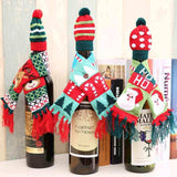 Christmas Hat and Scarf Wine Bottle Decoration - Trendsi - Flyclothing LLC