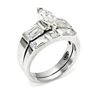 Alamode High-Polished 925 Sterling Silver Ring with AAA Grade CZ in Clear - Alamode - Flyclothing LLC