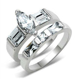 Alamode High-Polished 925 Sterling Silver Ring with AAA Grade CZ in Clear - Alamode - Flyclothing LLC
