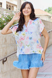 White Birch One And Only Full Size Short Sleve Floral Print Top - Trendsi - Flyclothing LLC