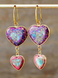 Heart Shape Imperial Jasper Dangle Earrings - Trendsi - Flyclothing LLC