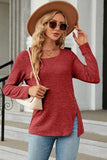 Slit Decorative Button Square Neck T-Shirt - Trendsi - Flyclothing LLC