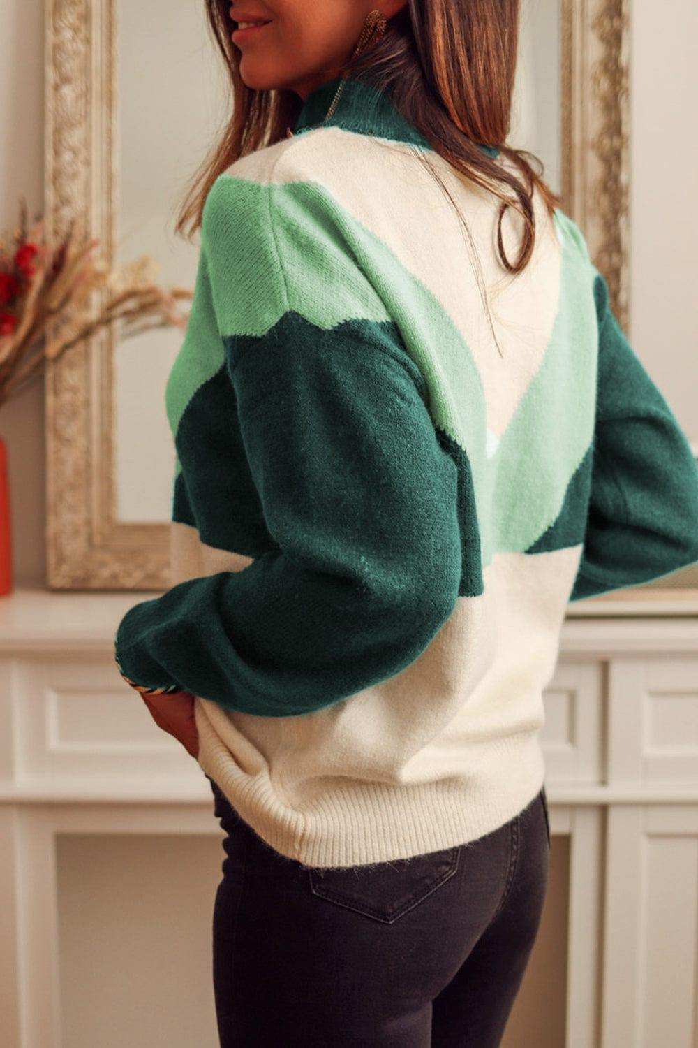 Color Block Buttoned Sweater - Trendsi - Flyclothing LLC