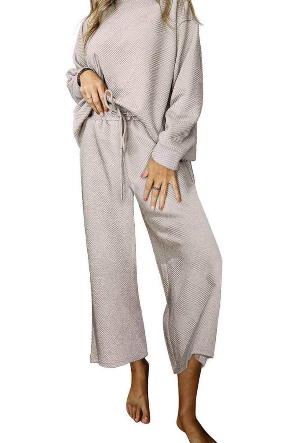 Dropped Shoulder Top and Pants Set - Trendsi - Flyclothing LLC
