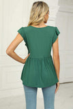 V-Neck Flutter Sleeve Babydoll Blouse - Trendsi - Flyclothing LLC