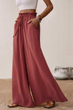 Smocked Paperbag Waist Wide Leg Pants - Trendsi - Flyclothing LLC