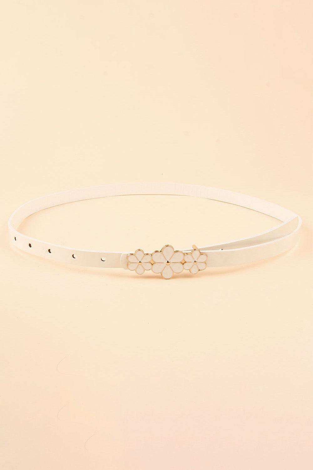 Flower Decor Skinny PU Belt - Trendsi - Flyclothing LLC