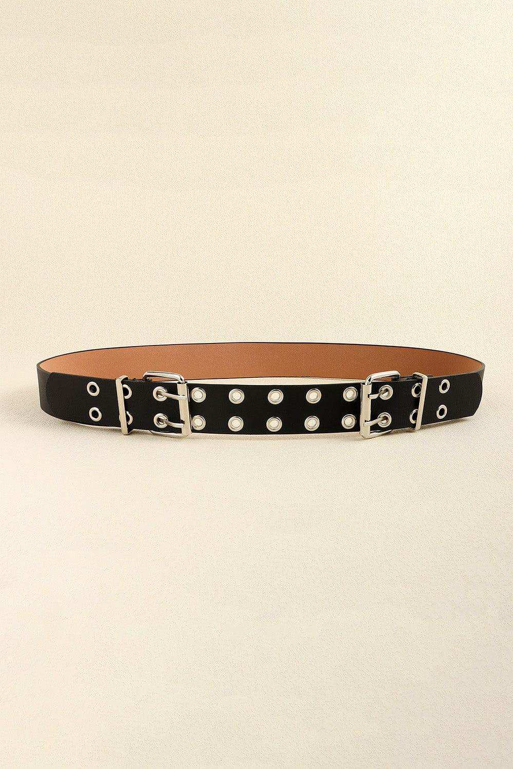 PU Leather Two Row Eyelet Belt - Trendsi - Flyclothing LLC