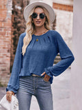 Long Flounce Sleeve Round Neck Blouse - Trendsi - Flyclothing LLC