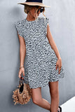 Leopard Round Neck Mini Dress - Trendsi - Flyclothing LLC
