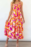 Printed Smocked Square Neck Tiered Sleeveless Dress - Trendsi - Flyclothing LLC