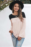 Contrast Balloon Sleeve Blouse - Trendsi - Flyclothing LLC