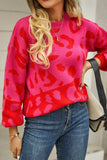 Leopard Round Neck Dropped Shoulder Sweater - Trendsi - Flyclothing LLC