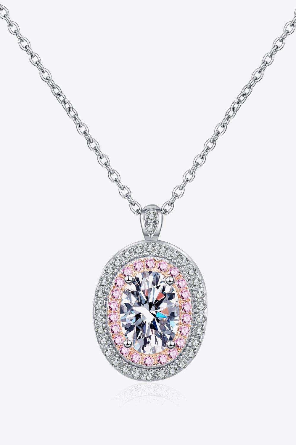 925 Sterling Silver Rhodium-Plated 1 Carat Moissanite Pendant Necklace - Trendsi - Flyclothing LLC