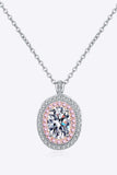 925 Sterling Silver Rhodium-Plated 1 Carat Moissanite Pendant Necklace - Trendsi - Flyclothing LLC