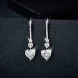 5.44 Carat 925 Sterling Silver Moissanite Heart Drop Earrings - Trendsi - Flyclothing LLC