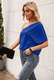 Single Shoulder Half Sleeve T-Shirt - Trendsi - Flyclothing LLC