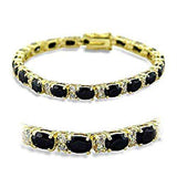 Alamode Gold Brass Bracelet with AAA Grade CZ in Jet - Alamode - Flyclothing LLC